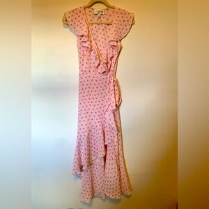 Donna Morgan Pink Chiffon Wrap Dress